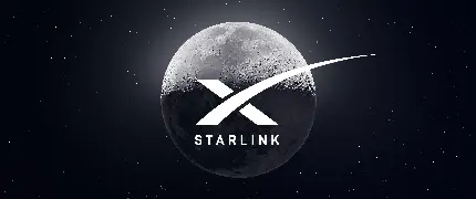 چاپ پوستر عکس زمینه به شکل ماه با آرم استارلینک Starlink