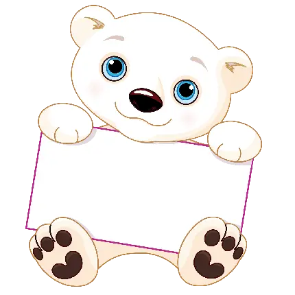 عکس png خرس سفید کارتونی با فضای کافی برای نوشتن متن