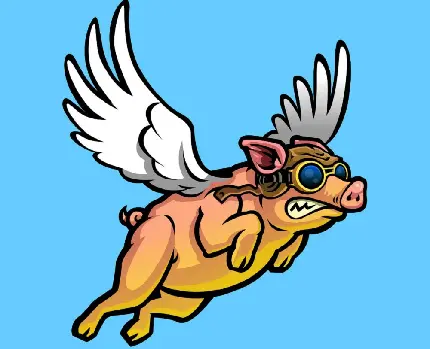 نقاشی دیجیتال خوک پرنده عصبانی با عینک خلبانی