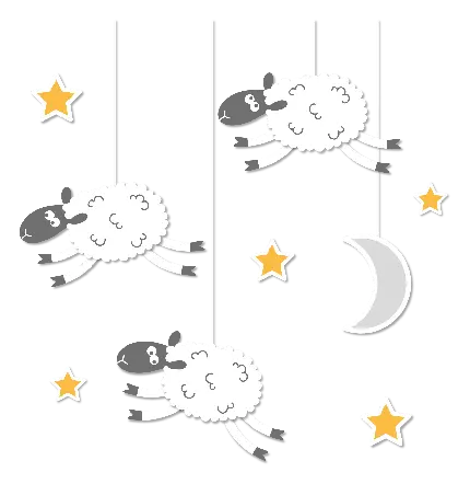 عکس کارتونی دویدن گوسفند در بین ستاره ها با پس زمینه شفاف