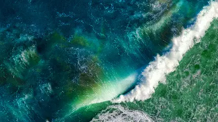 تصویر گرفته شده از نمای بالای اقیانوس مواج و خفن