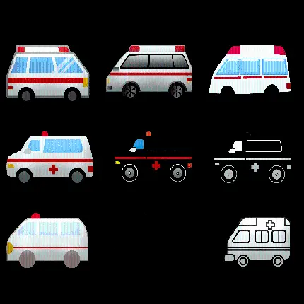 تصویر فانتزی خوشگل انواع مختلف ماشین آمبولانس با فرمت PNG