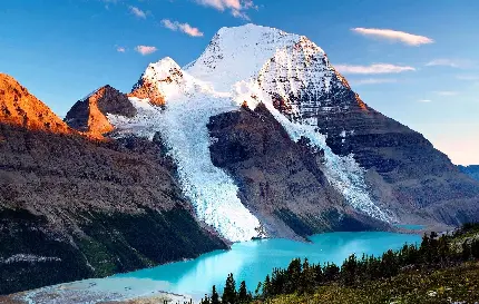 دانلود عکس دریاچه پر آب در کوهستان مرتفع و زیبا برفی در فصل زمستان 