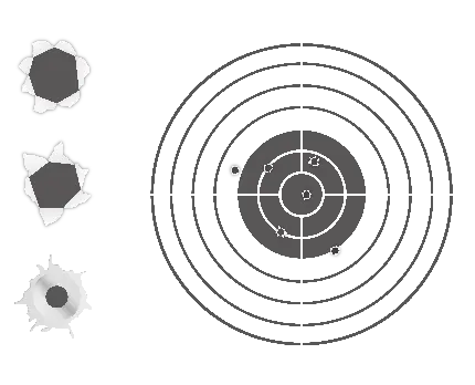 عکس چارت تمرینی و امتیازی فشنگ و گلوله مناسب تمرین های تیراندازی جنگی با فرمت  PNG