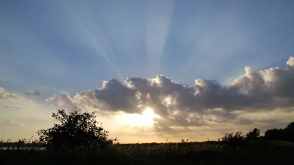 عکس پس زمینه از طبیعت با تابش پرتوهای خورشید از میان ابر هابرای پروفایل