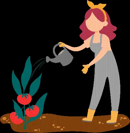 دانلود عکس دختر کشاورز بدون چهره در حال آب دادن ب گل ها 