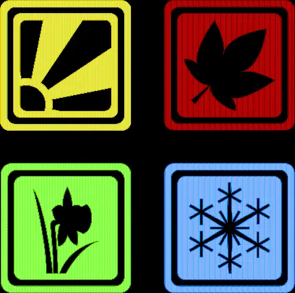 عکس png نماد ها و رنگ های ویژه هر یک از چهار فصل سال