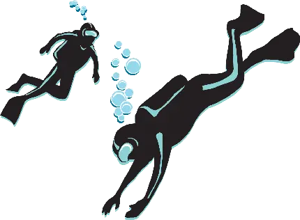 فایل کارتونی دور بری شده غواصان ماهر زیر آب برای فتوشاپ