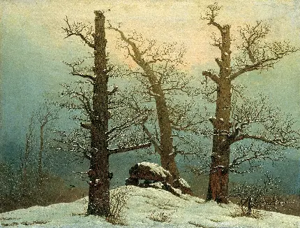 عکس با کیفیت از تابلو کایرن در برف  یک نقاشی از کاسپار داوید فریدریش