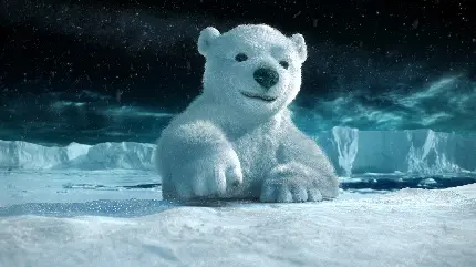 تصویر کیوت و فوق العاده بامزه و گوگولی خرس قطبی سفید و پشمالو مناسب پروفایل 