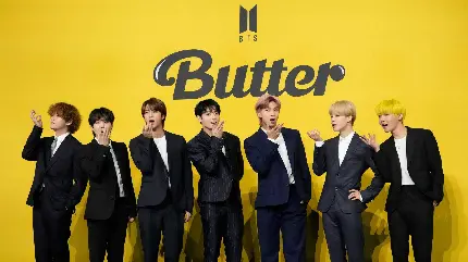 تصویر از اعضای بی تی اس BTS با پس زمینه پوستر موزیک ویدیو butter