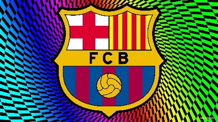 عکس لوگو باشگاه بارسلونا با زمینه رنگارنگ 