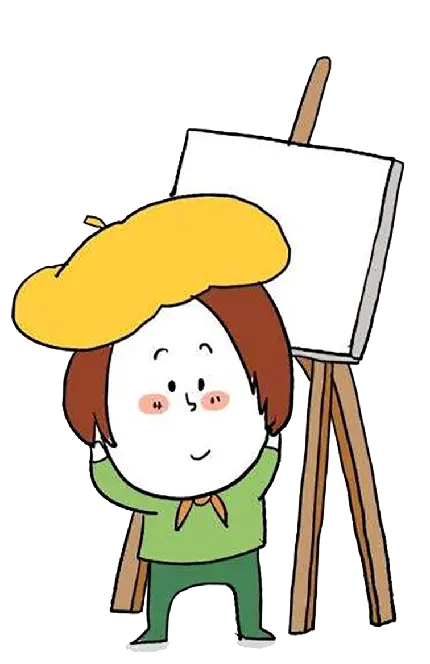 عکس دوربری شده پسر بچه نقاش کارتونی با لپ های گل انداخته