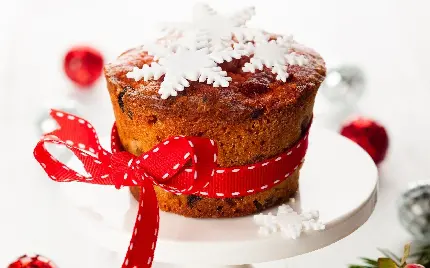 جدیدترین عکس کیک نرم با ربان قرمز و دیزاین زمستانی
