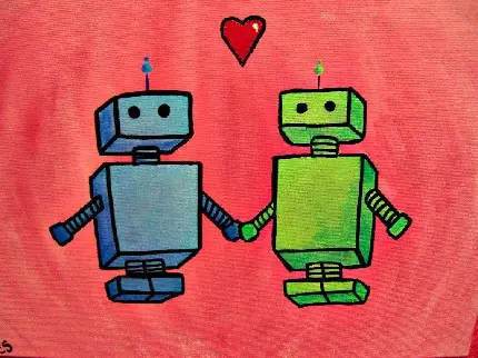 تصویر استوک ربات های عاشق برای پروفایل زوجی