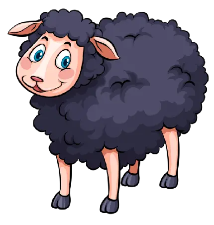 عکس نقاشی خوشگل گوسفند سیاه کارتونی پشمالو و زیبا