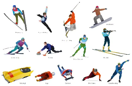 عکس های مختلف PNG پی ان جی ادمک های برفی در حال برف بازی و اسکی 