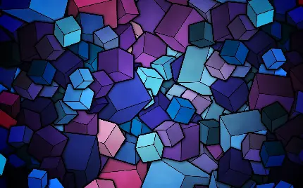 دانلود عکس زمینه انتزاعی ویندوز از مکعب های رنگارنگ 