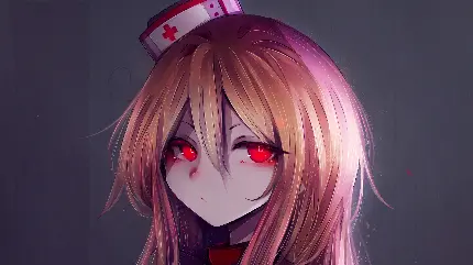 عکس پروفایل پرستار انیمیشنی با چشم های قرمز و موهای صورتی