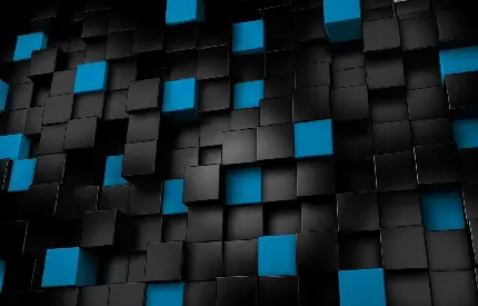 تصویر زمینه سه بعدی بلوک های آبی و سیاه برای کامپیوتر