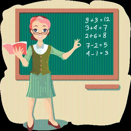 تصویر PNG پی ان جی معلم ریاضی زن در حال تدریس جمع و تفریق 