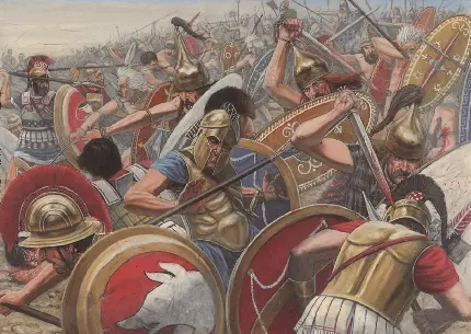 عکس نقاشی یونانی نبرد آلیا در سال 390 پیش از میلاد