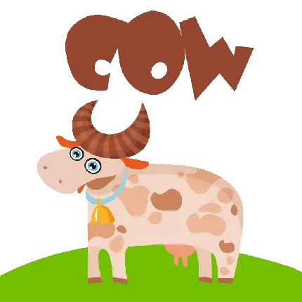عکس انیمیشنی گاو با متن نوشته cow با فرمت PNG پی ان جی 