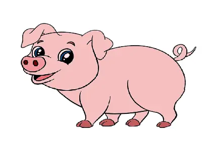 خوک کارتونی کوچک و ظریف با چشمان درشت آبی