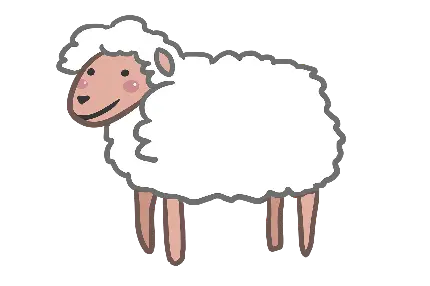 نقاشی گوسفند کارتونی با لبخند بامزه برای رنگ آمیزی کودکان