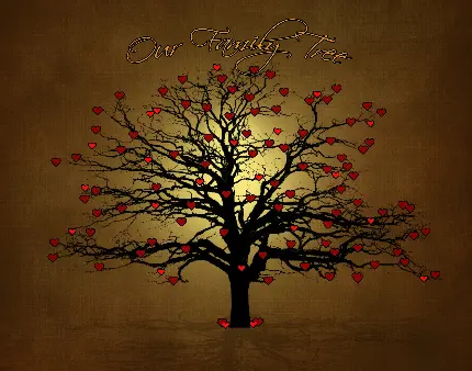 عکس درخت کارتونی با قلب های کوچک و بامزه