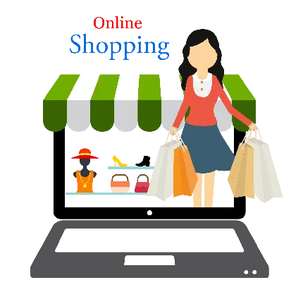 عکس گرافیکی خرید اینترنتی online shopping با پس زمینه شفاف