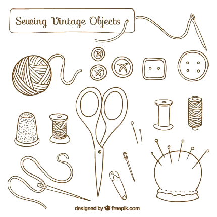 فایل های فانتزی دور بری شده لوازم و وسایل پرکاربرد در خیاطی
