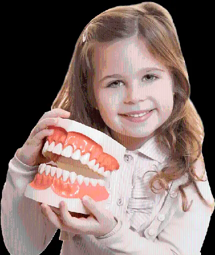 دانلود عکس پی ان جی و دور بری شده دختر زیبا و خوشرو با دندان مصنوعی 
