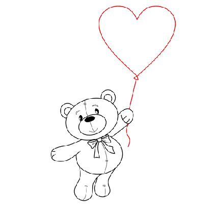 عکس نقاشی خوشگل خرس کارتونی با بادکنک قلبی به صورت فایل png