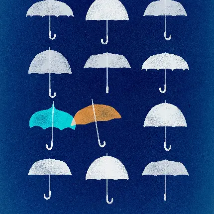 عکس پروفایل چتر نارنجی و آبی در کنار هم و عاشقانه و رمانتیک