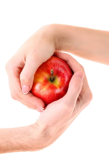 تصویر هنری و خلاقانه از سیب قرمز دور بری شده و بدون زمینه 