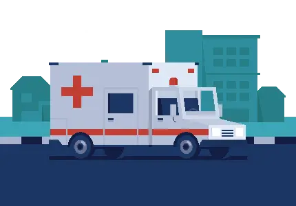 تصویر دور بریده شده آمبولانس کارتونی باکیفیت بسیار عالی