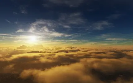 تصویرطبیعت خورشید در پس ابرهای سفید و انبوه برای پروفایل
