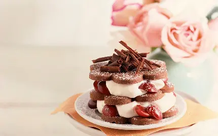 دانلود خوشگل ترین بک گراند شیرینی بسکویتی با خامه و شکلات 