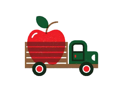 عکس کامیون حامل سیب قرمز غول پیکر با فرمت PNG مناسب طراحی لوگو 