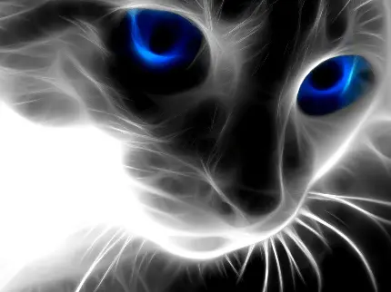 تصویر زمینه سه بعدی گربه با چهره ای تماشایی و خیره کننده