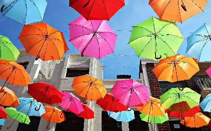 زمینه چتر های رنگارنگ آویزان شده ویژه محیط لپ تاپ