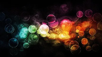 عکس انتراعی حباب های رنگارنگ با پس زمینه سیاه برای دسکتاپ