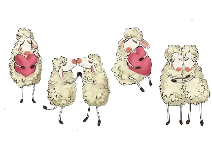 عکس دوربری شده گوسفند های کارتونی عاشق با کیفیت عالی