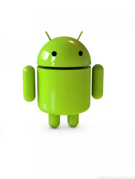 اسباب بازی ربات سبز براق اندروید Android با پس زمینه سفید ساده 