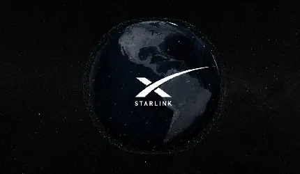 تصویر زمینه فتوشاپ شده کره زمین با آرم استارلینک Starlink