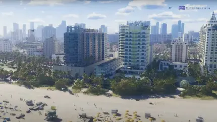 عکس گرافیک ساحل و ساختمان ها و برج ها در بازی جی تی ای ۶