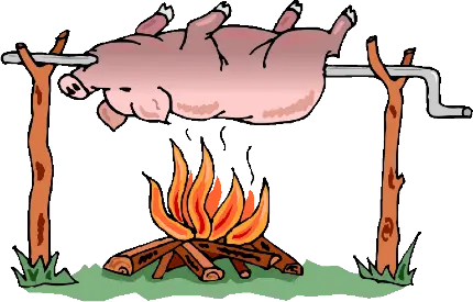 عکس فانتزی بدون زمینه خوک کباب شده روی آتش برای فتوشاپ