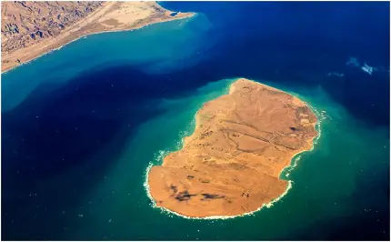 تصویر هوایی از جزیره کیش در خلیج همیشگی فارس