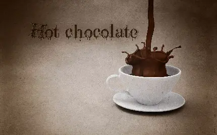 عکس نوشته Hot Chocolate با تم قهوه ای مناسب بنر و پوستر کافه